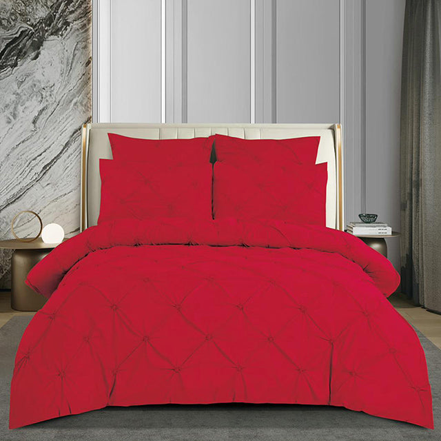 Едноцветно спално бельо с ластик - червено