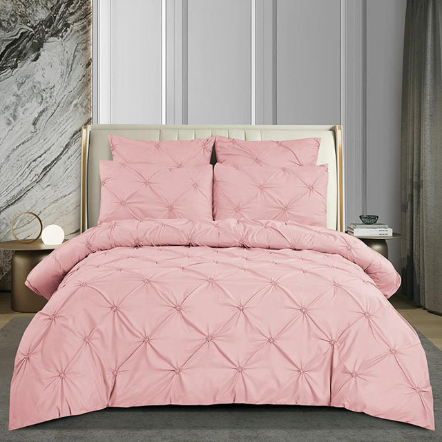 Едноцветно спално бельо с ластик - светлорозово