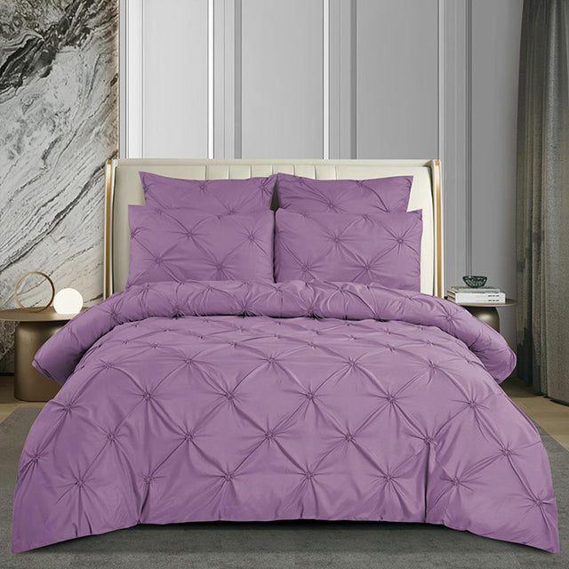 Едноцветно спално бельо с ластик - лилаво