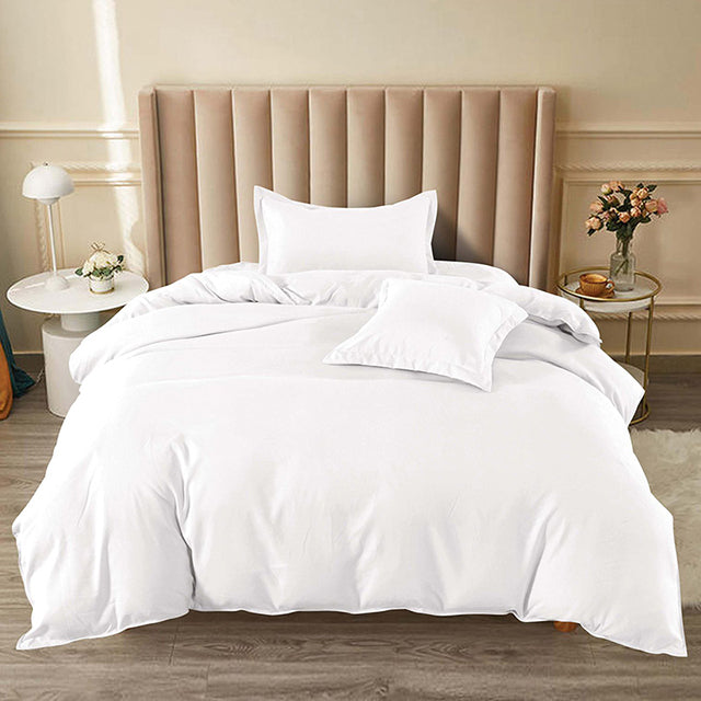 Единично спално бельо с ластик от 100% памук – бяло