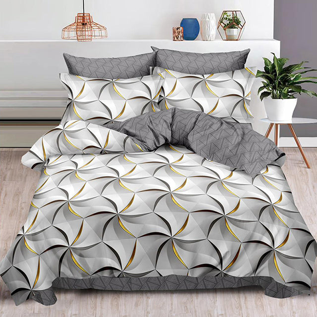 Спално бельо с ластик – светло и тъмносиво с вихружки