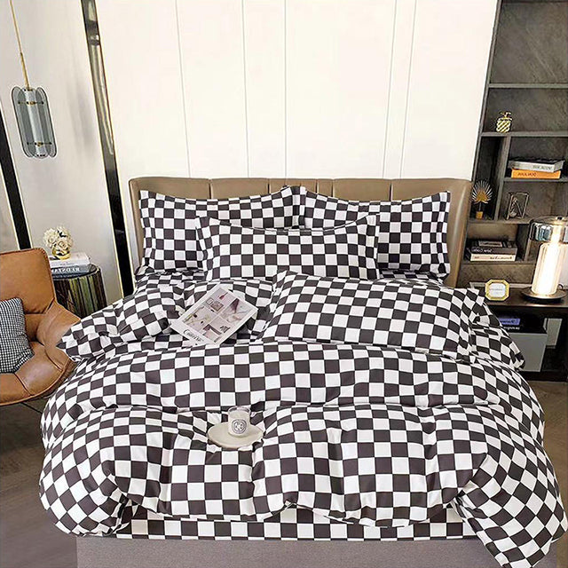 Спално бельо от 100% памук с ластик - черно и бяло