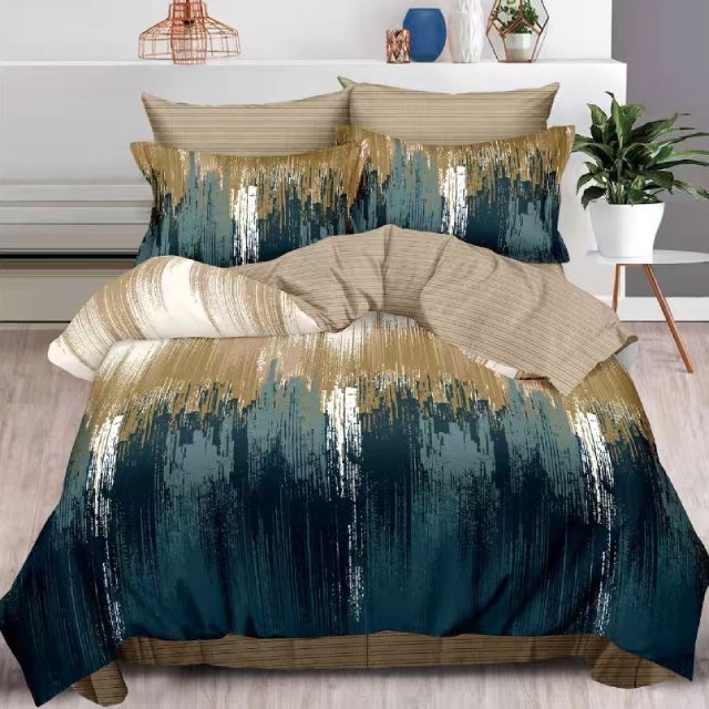 Спално бельо от 100% памук с ластик - зелено с интересен дизайн