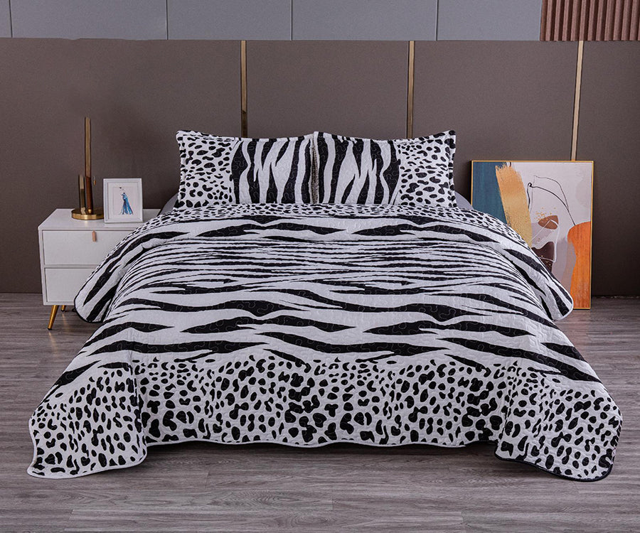 Двулицево спално бельо от 100% памук – черно и бяло с шарка