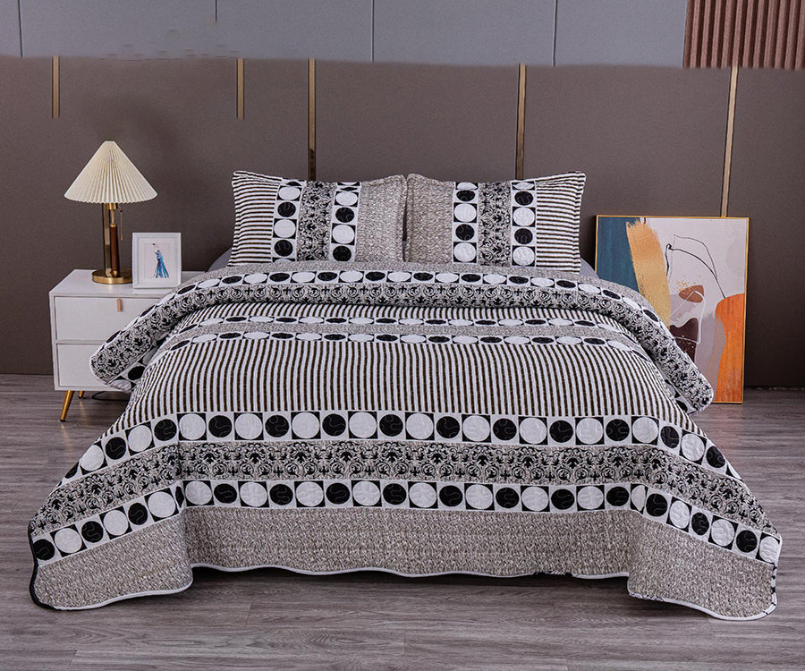 Двулицево спално бельо от 100% памук – сиво с кръгчета