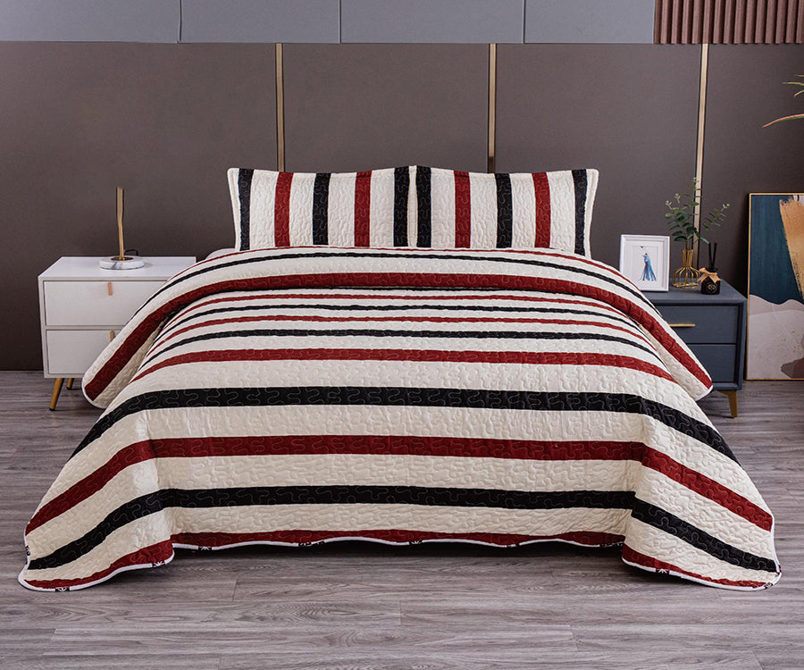 Двулицево спално бельо от 100% памук – бяло-сиво с райета