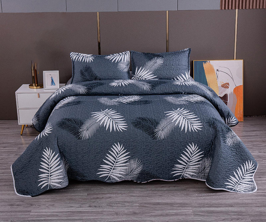 Двулицево спално бельо от 100% памук – сиво с пера