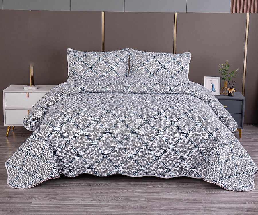 Двулицево спално бельо от 100% памук – сиво с орнаменти