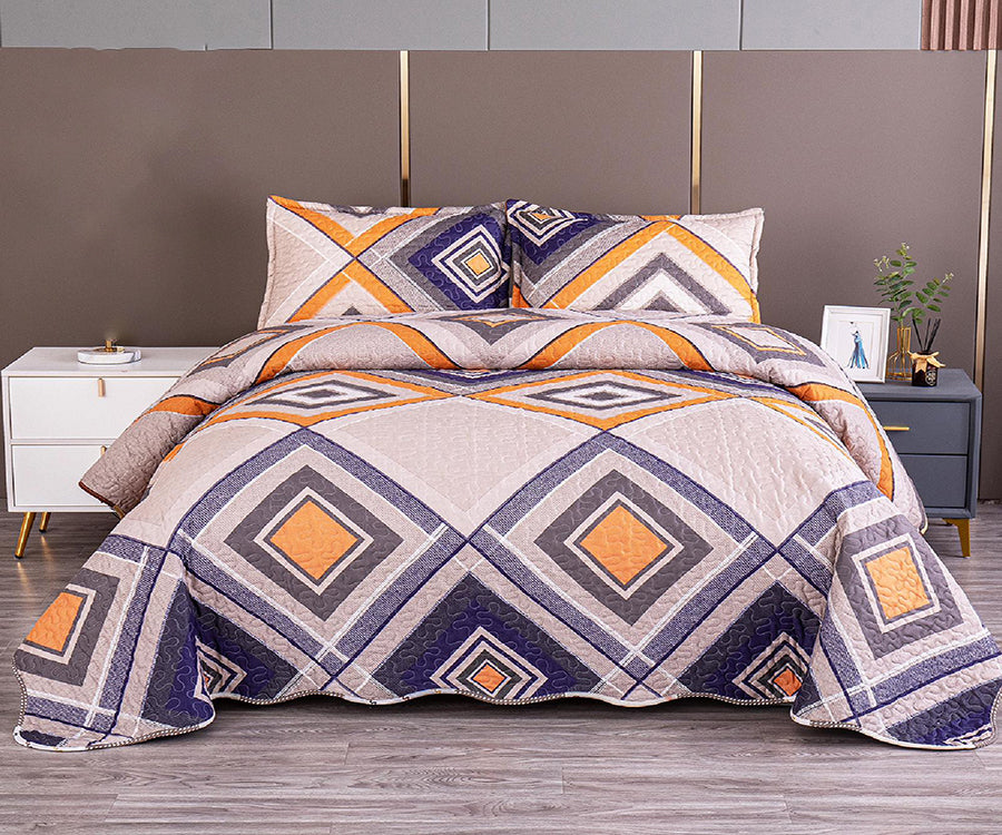 Двулицево спално бельо от 100% памук – бежово сиво с фигури