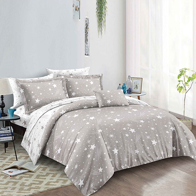 Единично спално бельо с ластик – бяло с многоцветни пеперуди