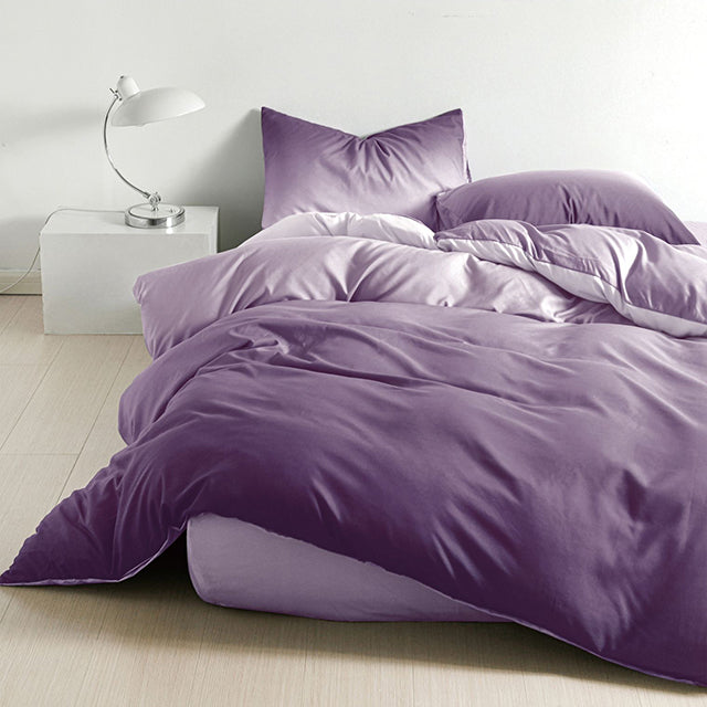 Единично спално бельо с ластик – тъмнолилаво с омбре ефект
