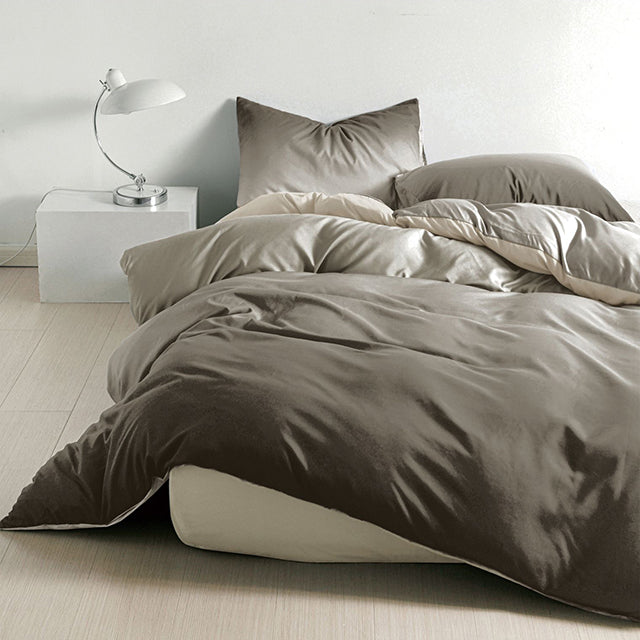 Единично спално бельо с ластик – тъмнокафяво с омбре ефект