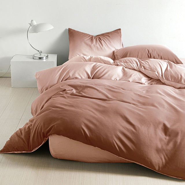 Единично спално бельо с ластик – светлокафяво с омбре ефект