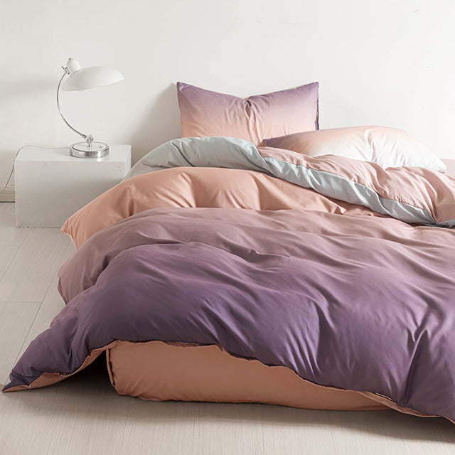 Единично спално бельо с ластик – светлолилаво с омбре ефект