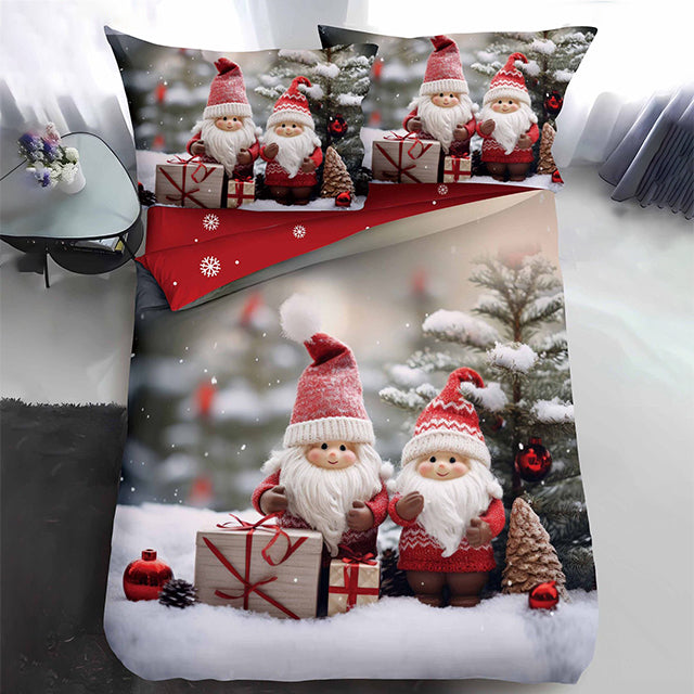 Коледно единично спално бельо - с коледни джуджета