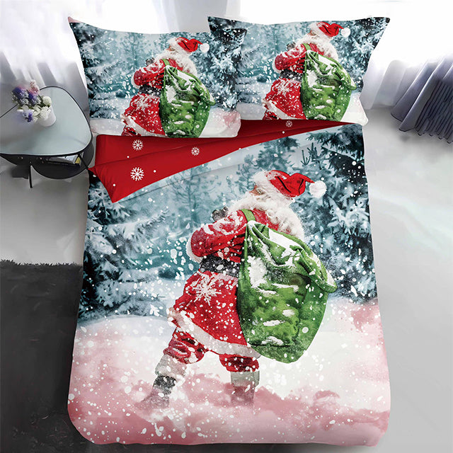 Коледно единично спално бельо -с дядо коледа