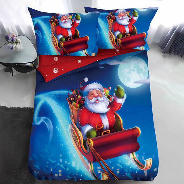 Коледно единично спално бельо - бяло и кафяво със снежен човек